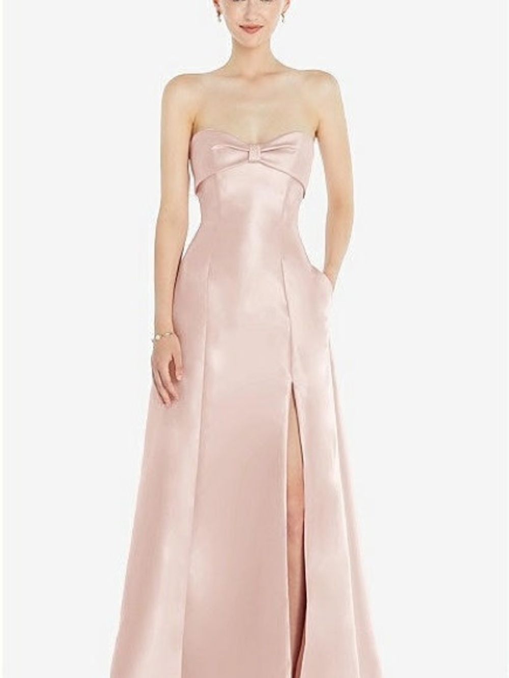 Alfred Sung gown in blush Satin Twill bridesmaids dress